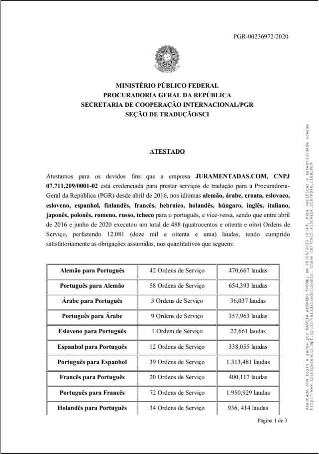 atestado juramentadas